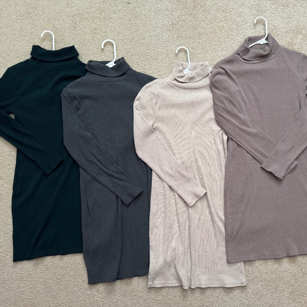 Capsule Wardrobe Bundle – Old Navy Ribbed Turtleneck Bodycon Dresses Size l